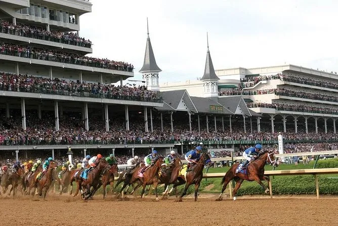 Churchill Downs twin spires visited together with a Buffalo Trace distillery tour from Louisville Kentucky
